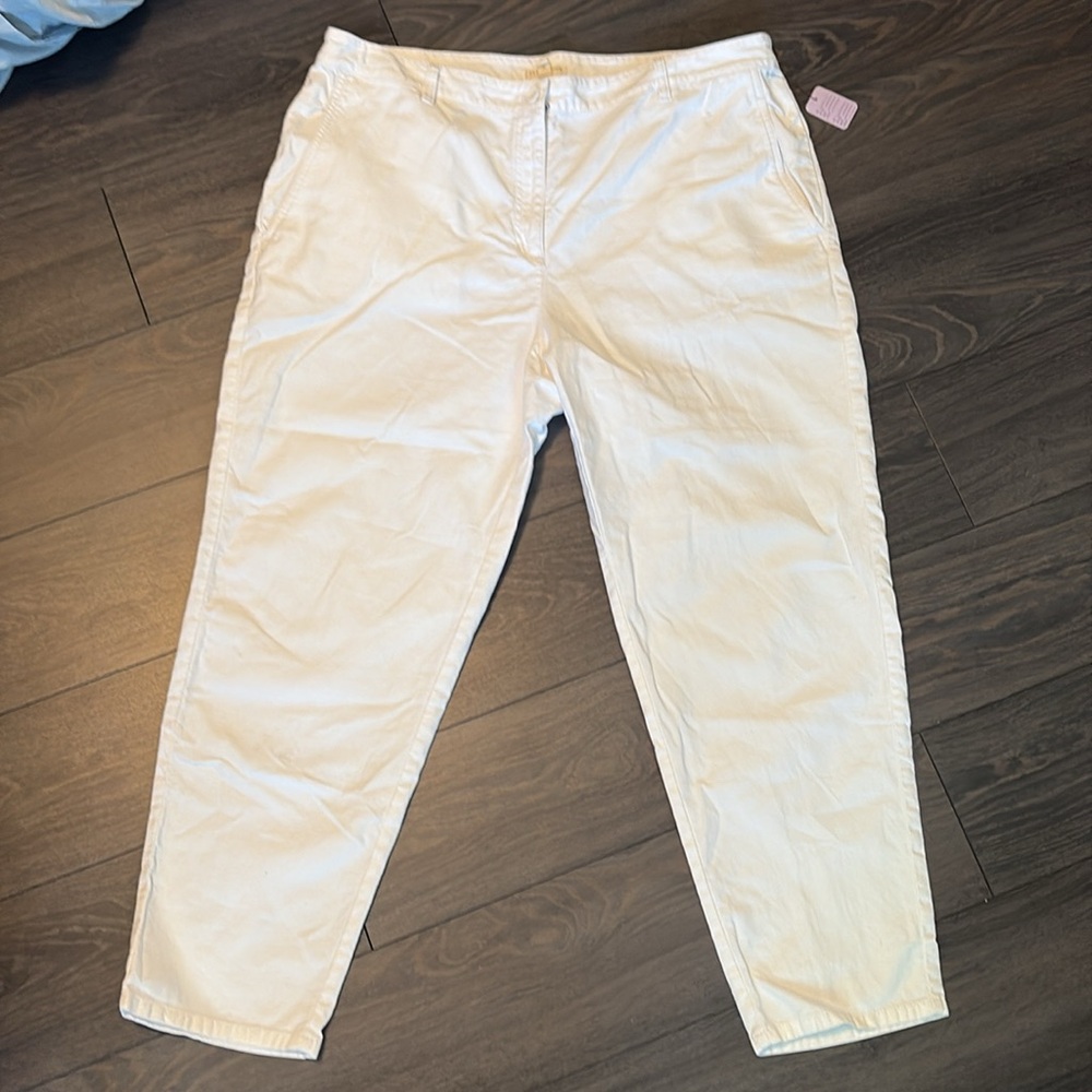 Eileen Fisher pants high waist tapered ankle white size 18